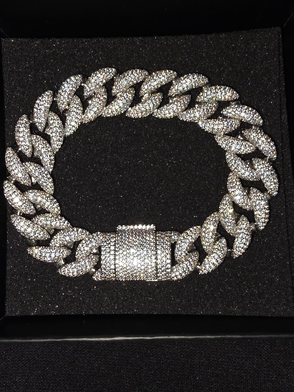 CUBAN LINK 5A CZ BRACELET 18K WHITE GP 15MM 5 ROWS  8" OVER 75g SUPER SPARKLE!
